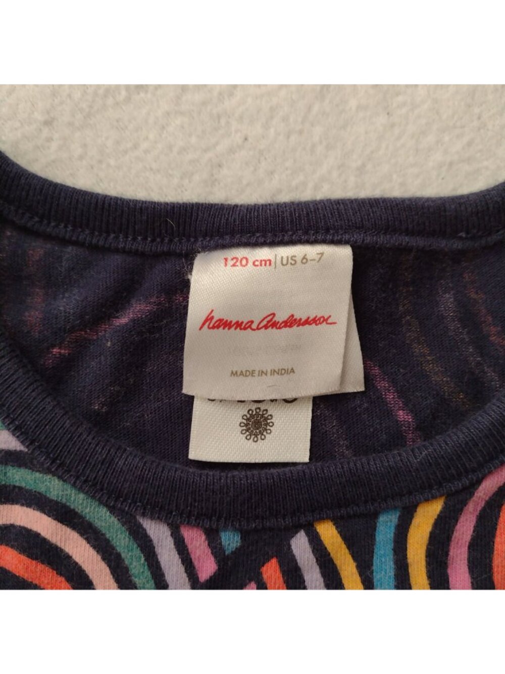 Hanna Andersson Long Sleeve Play Dress 6-7 Tossed Rainbow Print Fun Cotton Knit - Picture 2 of 7